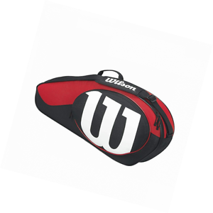 Wilson Match II Racquet Bag, Black/Red, holds 3 Racquets