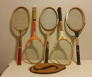 Vintage Wood Tennis Racket Racquet lot of 5 Spalding Slazenger Wilson