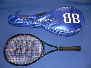 RARE BLACKBURNE DS107 HEAD SUPER MID DOUBLE STRUNG 4 3/8 TENNIS RACKET W/ CASE