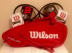Wilson Pro Staff 97 LS Black Grip 4 & 3/8 (1) Wilson Tour V RED 9 Pack Bag +