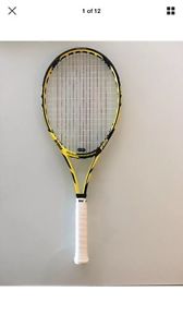Used Prince Tour 98 Tennis Racket Grip 4 1/4 (2) Power Level 825 Yellow Strung