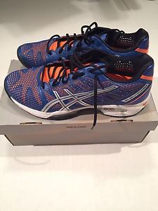 NEW Asics Men's Gel Solution Speed 2 Tennis Shoe Blue/Flash Orange/Silver sz.10