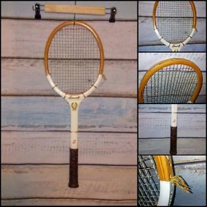 VINTAGE BANCROFT all star wooden TENNIS RAQUET hand crafted sporting goods EUC