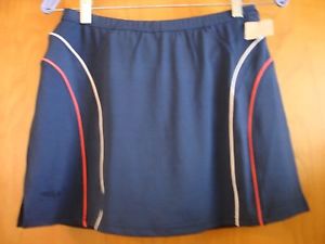 NEW Bolle Women's Extra Dry Blue w/Red & White Tennis Skort Skirt NWT Size Small