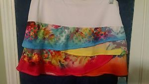 LUCKY IN LOVE Women's Tennis Skirt/Skort US Size L, White/Multi