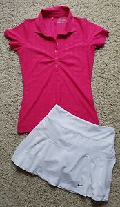 Lot of 2 Women's S/Girl's XL Nike Dri-Fit Tennis Run Golf Skirt/Skort & Shirt