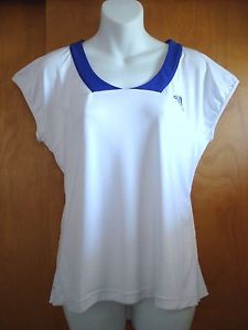NEW Adidas Women's Tennis Shirt White w/Blue Cap Sleeves NWT Medium