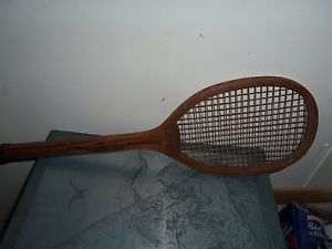 Vintage Draper Maynard Antique Wood Tennis Racquet D&M Lucky Dog Logo Display