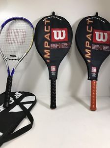 Lot Of 3 Wilson Impact Titanium Oversize Soft Shock Tennis Racquet 4 1/4 3/8 1/2