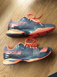mens babolat orange and grey jet all court tennis shoes size 12.5 worn once