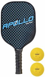 Pickleball Paddle with 2 Pickleballs - Apollo Graphite/Carbon