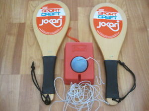 VINTAGE 1977 SPORTCRAFT JOKARI CHAMP MODEL PADDLE RACQUETBALL WOODEN SET 13060