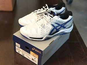 ASICS GEL RESOLUTION 6 MEN'S TENNIS SHOE SIZE US 9 (WHITE/BLUE/SILVER)