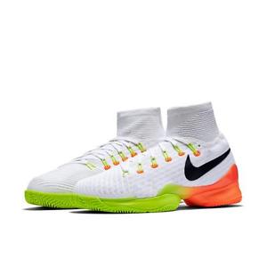 NEW $220 NIKE COURT AIR ZOOM ULTRAFLY TENNIS SHOES WHITE/VOLT 819692-100 SZ 8.5