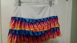 LUCKY IN LOVE Women's Tennis Skirt/Skort US Size M, White/Multi Scallop Skirt