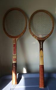 wooden tennis racket set