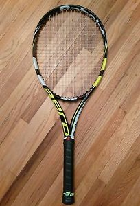 Babolat AeroPro Drive 2013 4 1/4 grip, poly hybrid string, great shape!