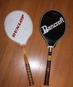 Vtg Bancroft Bjorn Borg Personal ~ Wood & Dunlop~ Wood Tennis Racquets~W/covers