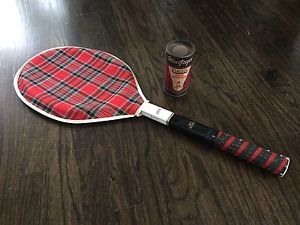 Vintage Slazenger Starfire Wood Tennis Racquet Racket L 4 1/2 With Plaid Case!