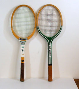Vtg Wooden Tennis Rackets Collection of Two Racquets Pancho Gonzales Chris Evert