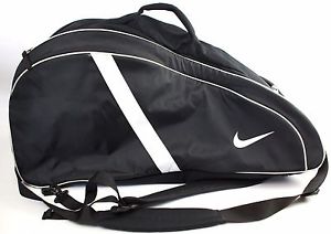 Nike Tennis Racquet Bag Backpack Black with White Swoosh Large Nylon Bag