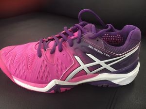 Asics Women's tennis shoes size 6.5 & 7 Hot Pink/white/purple Gel Resolution 6