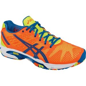 Asics GEL-Solution Speed 2 Mens Tennis Shoes Flash Orange-Blue-Yellow Size 10