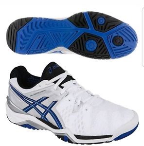 Mens Asics Gel Resolution 6 Tennis shoes White/Black/Blue Sz 11.5