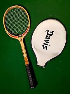 VINTAGE TAD DAVIS CLASSIC WOOD W/ LAMINATE TENNIS RACKET W/COVER 4 5/8 GRIP