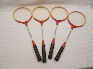 VINTAGE ZELCO BADMINTON RACKETS, SET OF 4