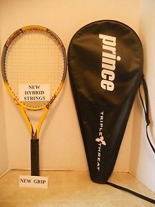 Prince Triple Threat Scream OS 110 Tennis Racquet 4 5/8-NEW STRINGS/GRIP + EUC