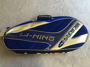 NEW Li-Ning multiple Badminton blue & gold racket & gear bag padded US SELLER