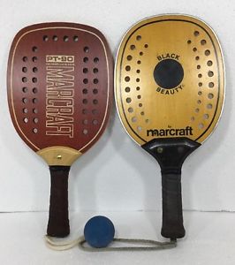 Marcraft Paddle Ball Racket Racquet Set of 2 - Black Beauty & PT-90 Paddleball