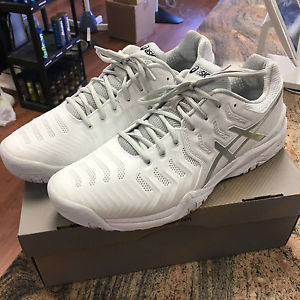 Asics Gel-Resolution 7 Court Shoe White Silver Size 11 Men's