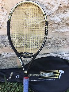 Wilson Hyper Hammer 5.3 Strung Tennis Racket w/ Cover. Black/White Size: 4 3/8 image 1