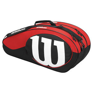 WILSON Match II Tennis Racquet Racket Bag - Black/Red - Holds 6 Racquets