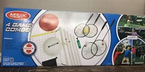 Majik 4 Backyard Games Combo Set (Badminton - Volleyball - Smash Rackets - Flyin
