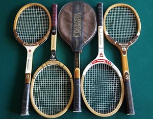 Lot 5 Vintage wood tennis rackets raquets Decoration Wilson Spalding Chemold