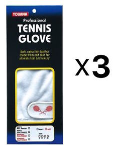 Tourna Women's Lady's Full Finger Tennis Glove Soft Right Hand Medium (3-Pack)