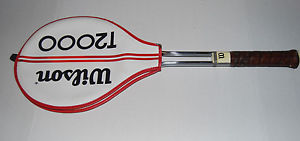 Vintage WILSON T2000 4 1/2" Grip Tennis Racquet W/ Cover (Stripe)