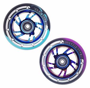 Team Dogz 100mm Tourbillon Stunt Pousseur Roue De Scooter Mélangé PU Bleu Chrome