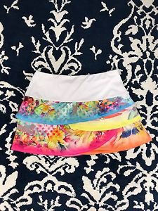 Lucky In Love Womens Tennis Skort Scalloped Polka Dot Floral Multicolor Sz 4-6