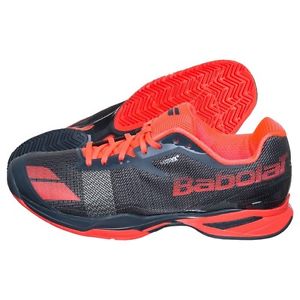 New BABOLAT Men`s Jet All Court Tennis Shoes Gray and Red, US 10.5