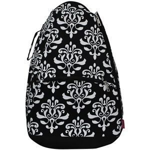 N.GIL ~Tennis Racket Backpack~ Bag~ Tote~ Black Damask