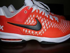 NIKE AIR MAX CAGE TENNIS SHOES MEN'S US SIZE 12 ORANGE/WHITE TRIM NEARLY PERFECT