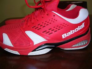 BABOLAT MEN'S TENNIS SHOES MEN'S US SIZE 12 VERY GOOD CONDITION RED/WHITE TRIM