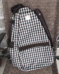 JetPac Life is Tennis Large Tennis Raquet SLING BAG Lynne Tauchen Plaid New!
