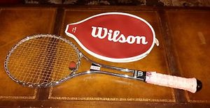 Vintage Wilson T4000 Metal Tennis Racquet 4 5/8 Medium Grip w/ Cover Great cond