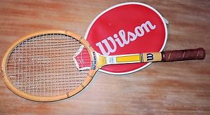 RARE VINTAGE CHRIS EVERT WILSON MISS MODEL WOODEN TENNIS RACKET WITH COVER