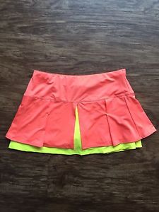 Lucky in Love Women Tennis Skort Size S Orange Active Run Walk Workout Cycle